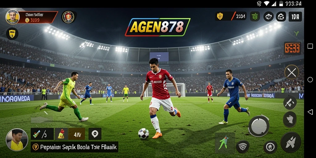 Tampilan gameplay AGEN878 menampilkan aksi sepak bola yang mendebarkan.