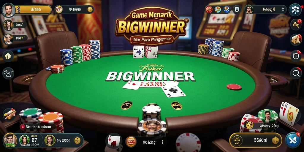 Gambaran gameplay seru dalam aplikasi BIGWINNER yang menampilkan permainan Poker.