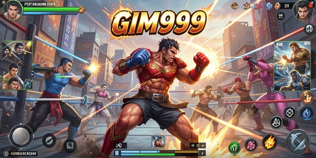 Tampilan aksi duel intens dalam GIM999 yang mendebarkan.