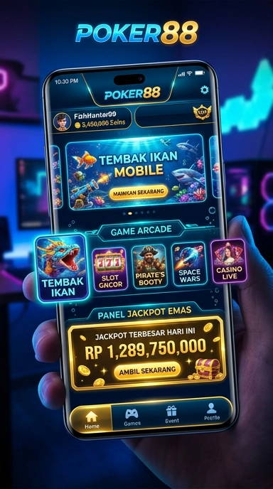 Tampilan antarmuka utama aplikasi poker88.